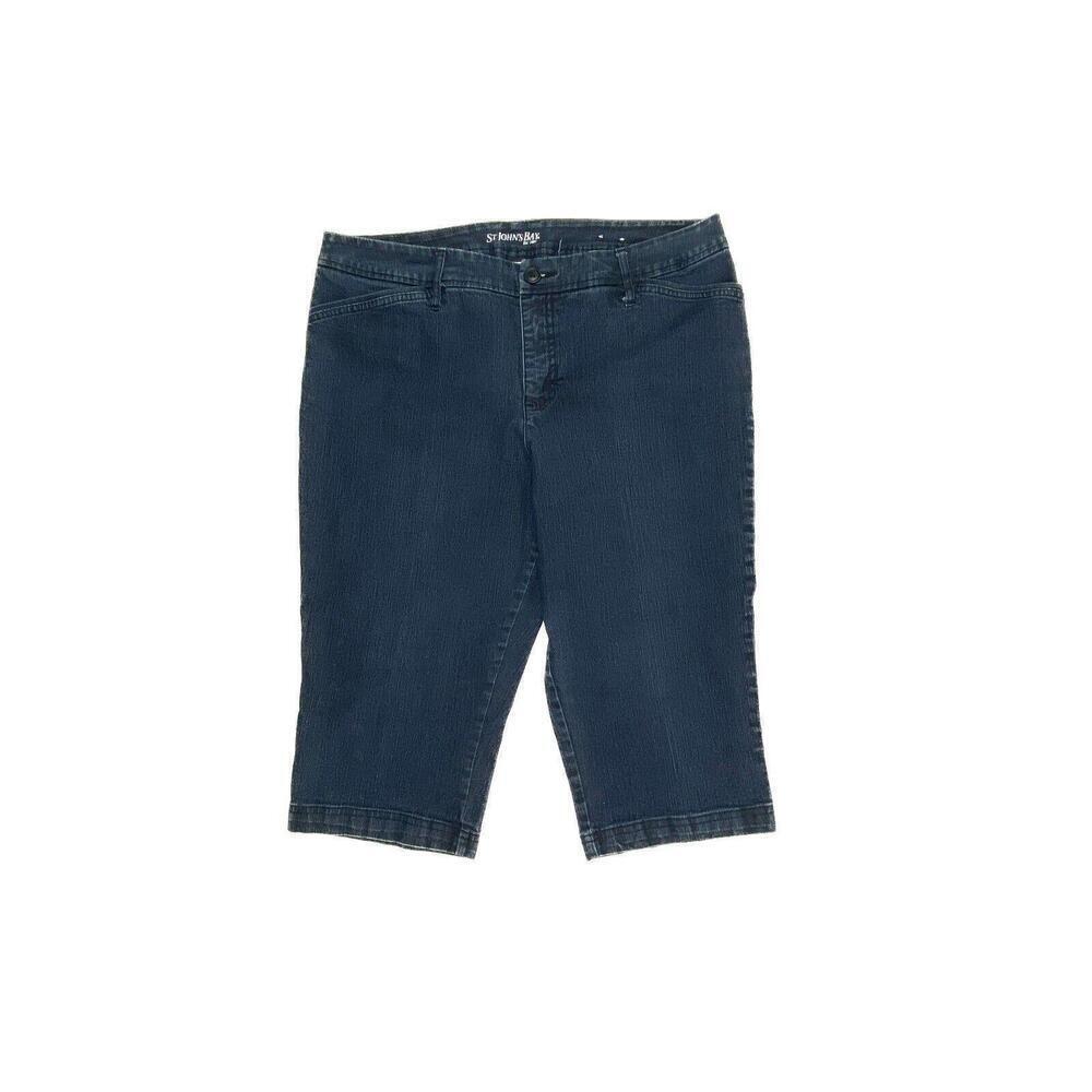 St. John's Bay‎ Bermuda Women's size 16P Dark Wash Blue Denim Jean Shorts